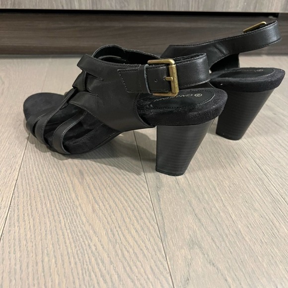 GIANI Bernini Black Justyne Strappy Sandal Leather Heels Size 8.5 - Picture 6 of 8